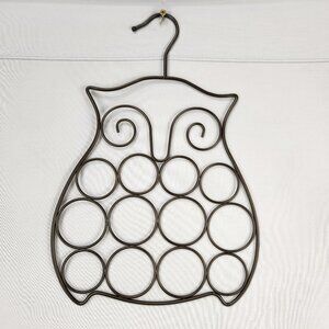Metal Owl Figural Scarf Belt Hanger Holder Accessory Organizer Dark Olive Brown